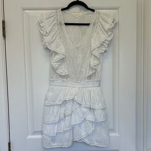 LoveShackFancy White Cotton Lace-Trimmed Mini Dress - size Small